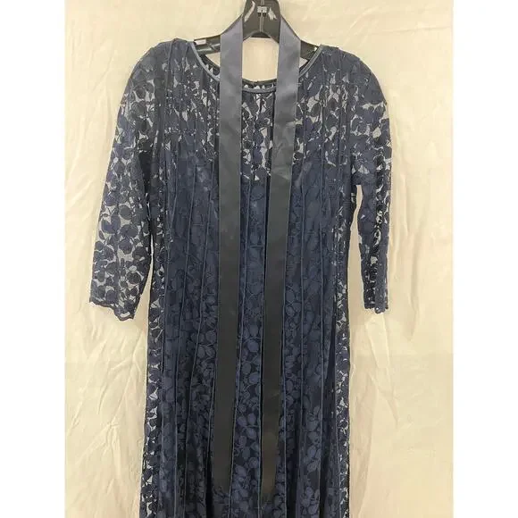 Teri Jon 3/4 Sleeve Lace Illusion Gown with Bow size 6